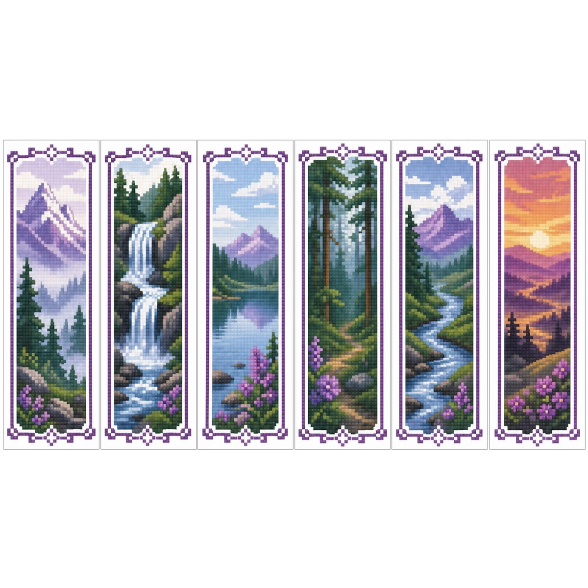 Cross Stitch Bookmark Kit – 6 Stamped 14CT Bookmarks, 12 Themes