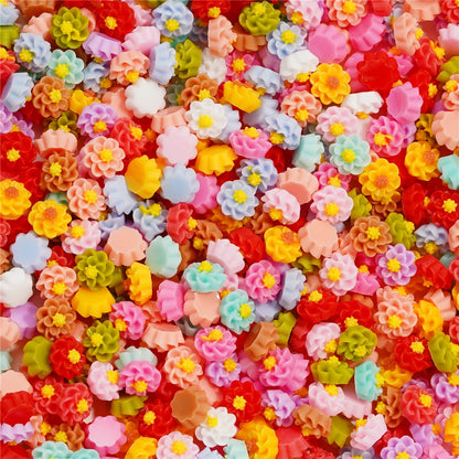 Mixed Flowers Resin Fillings for Jewelry Making - 100Pcs 6mm