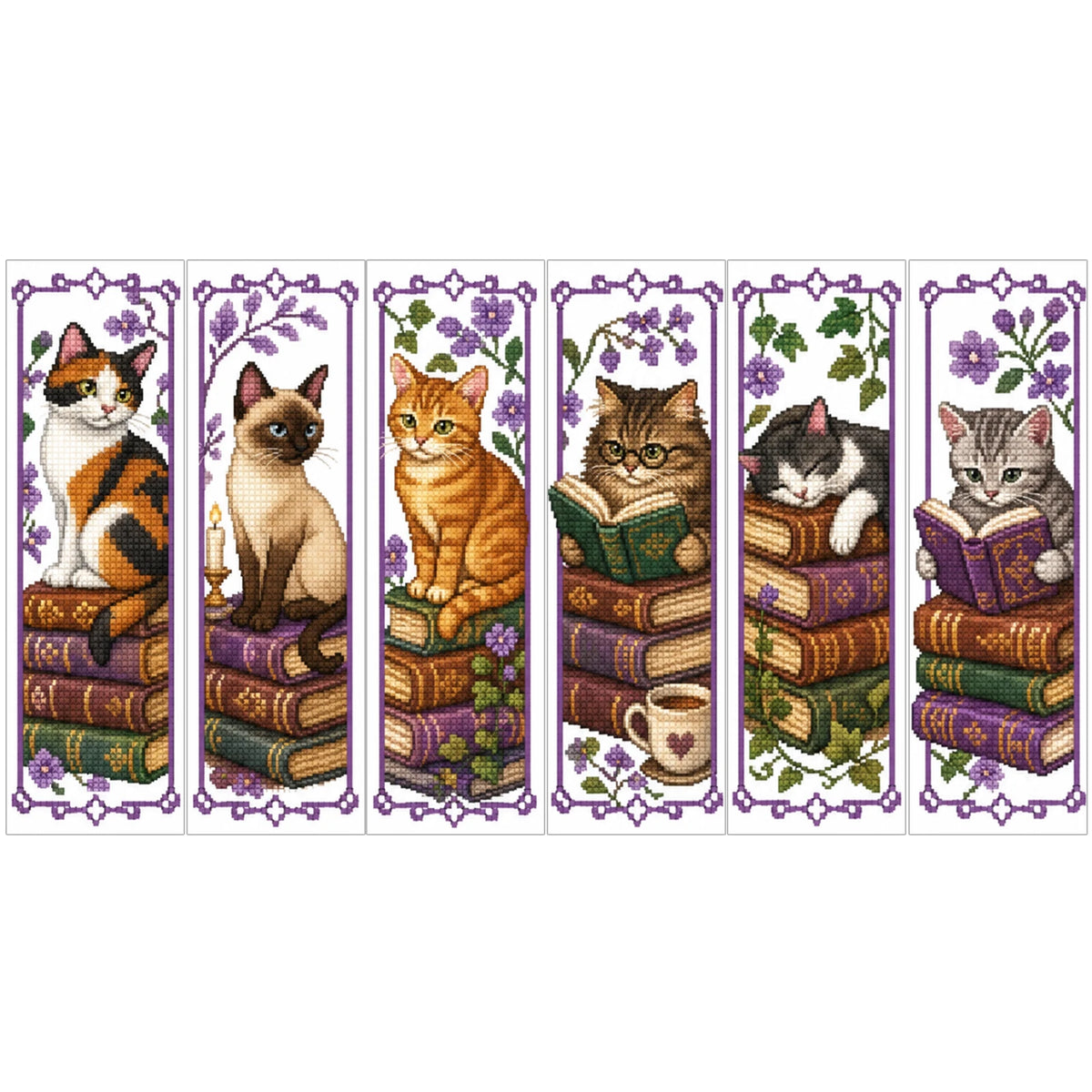 Cross Stitch Bookmark Kit – 6 Stamped 14CT Bookmarks, 12 Themes