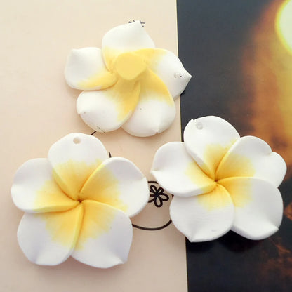 10pcs/Lots 30mm Polymer Clay Plumeria Rubra Flower Charming Petal Hole Diy Earrings Pendants Necklace Jewelry Making Materials