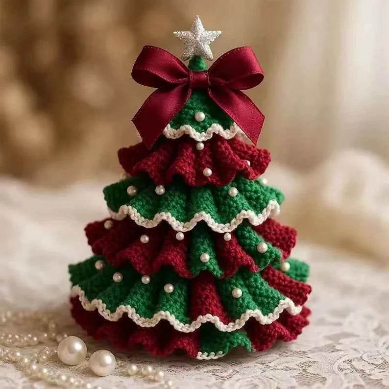 Christmas Tree Crochet Kit – DIY Ruffled Tabletop Tree Starter Set