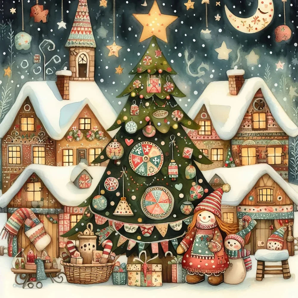 Diamond Art Christmas Tree Kits - Round and Various Sizes