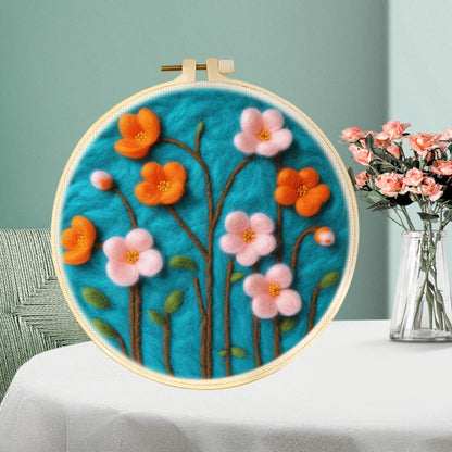 Wool Needle Felting Kits of Flowers with Frame