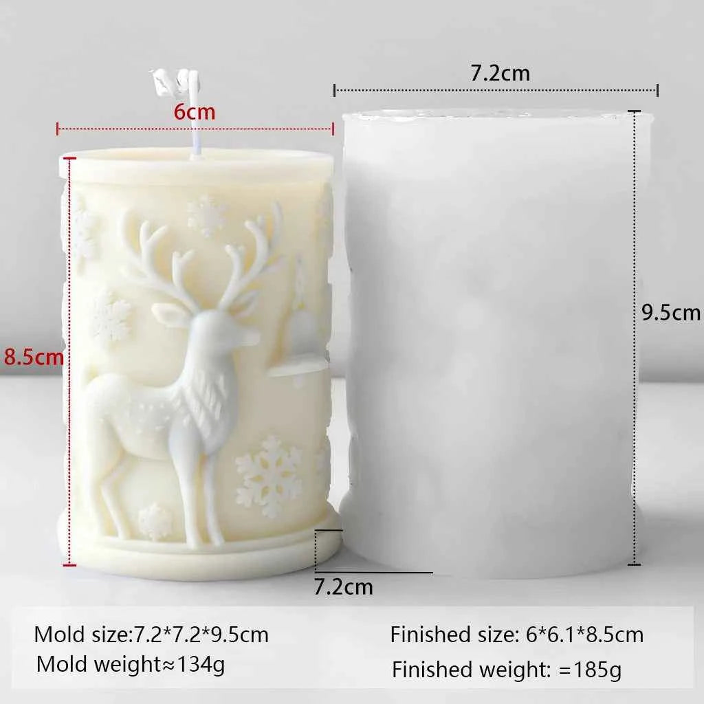 3D Christmas Silicone Candle Mold – Cylinder Pillar Mold for Wax, Resin, Soap and Plaster