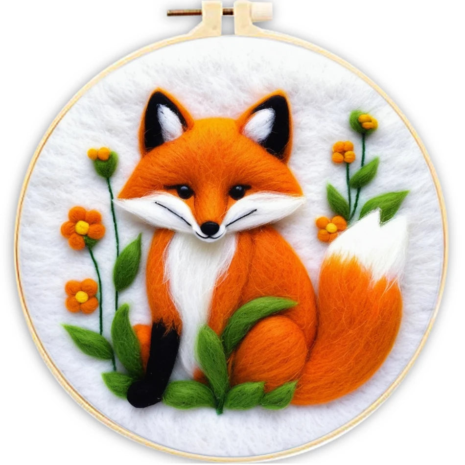Funny Deer Fox Animal Needle Felting Kit Wool Felting Handmade Felt Needle Set Accessories Craft Paintings Gift