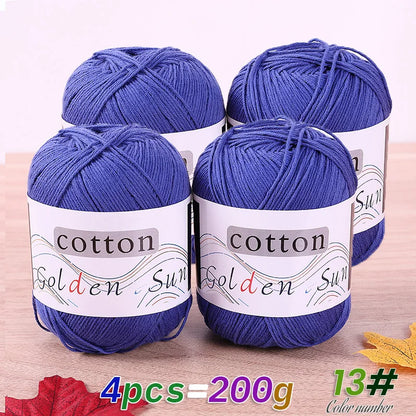 4 Pieces = 200g 100% Pure Cotton Yarn