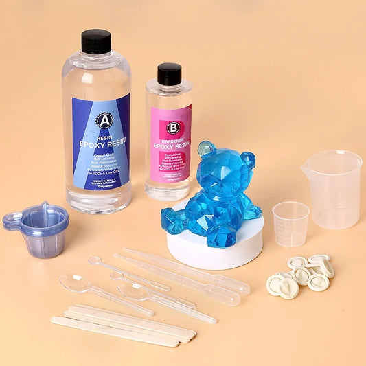 Epoxy Resin Kit - Crystal Clear Easy Mixing Includes: Sticks, Graduated Cups and Gloves