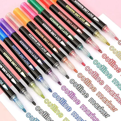 Set of 36 Outline Metallic Glitter Pens