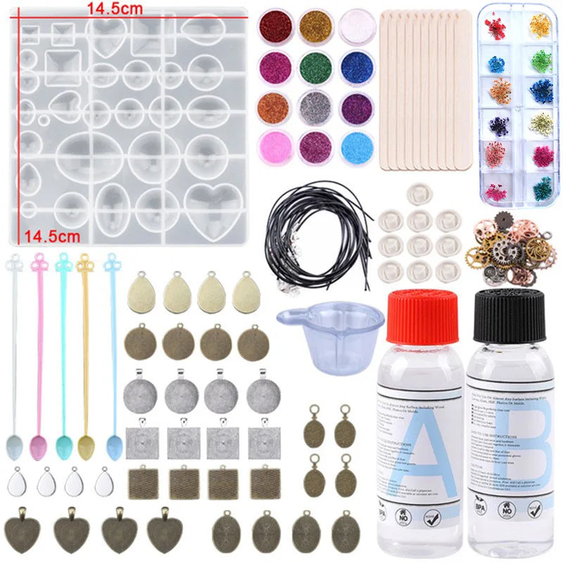 Silicone Mold Starter Kit with 1:1 Clear Epoxy Resin for Jewelry Making