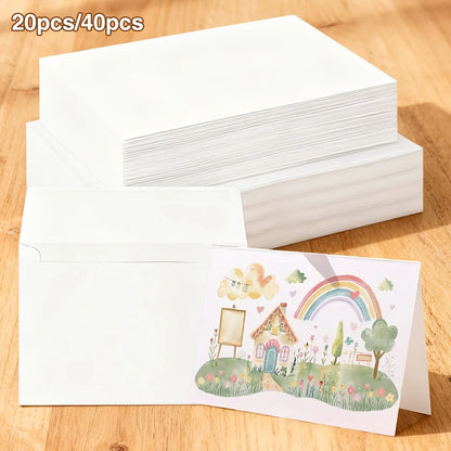 20/40pcs Watercolor Paper Greeting Cards with Envelopes: High-Quality 300G Watercolor Paper