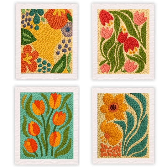 25x30cm Flower Punch Needle Kit