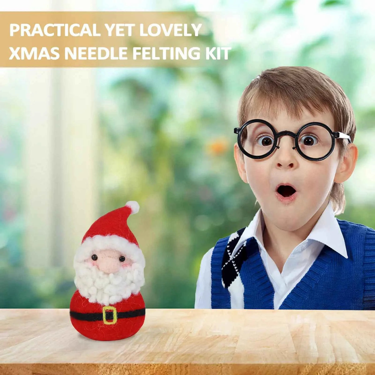 Santa Needle Felting Kit for Beginners – Complete Christmas Wool Felting Set, 10 cm Figure