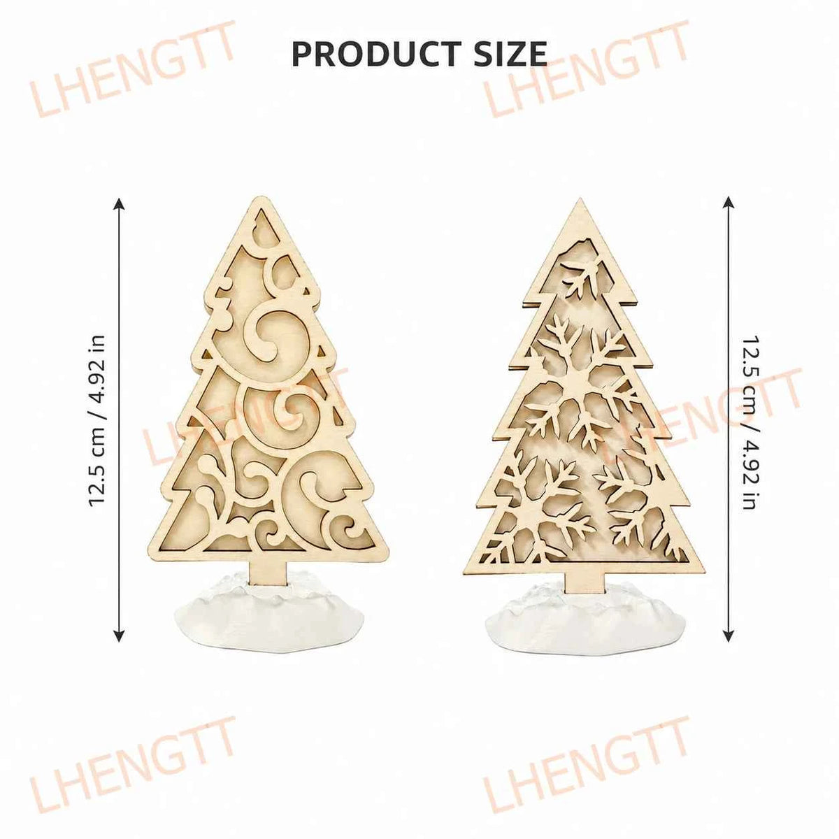 DIY Wooden Christmas Tree Decorating Set – 2 Trees with 30 Pom Poms