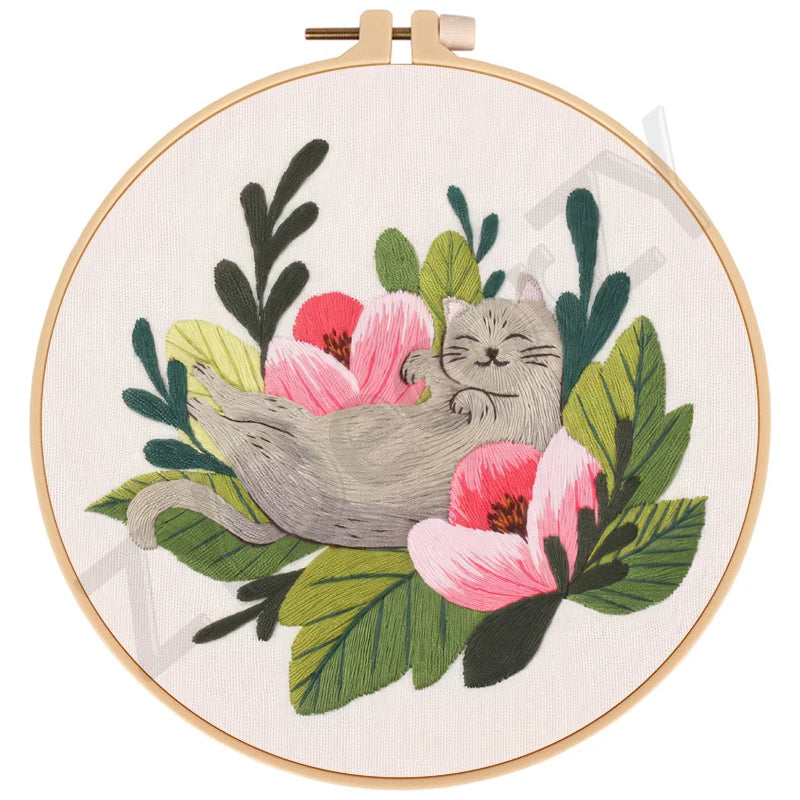 Butterfly, Animals and Flowers Embroidery Kits - 20x20cm