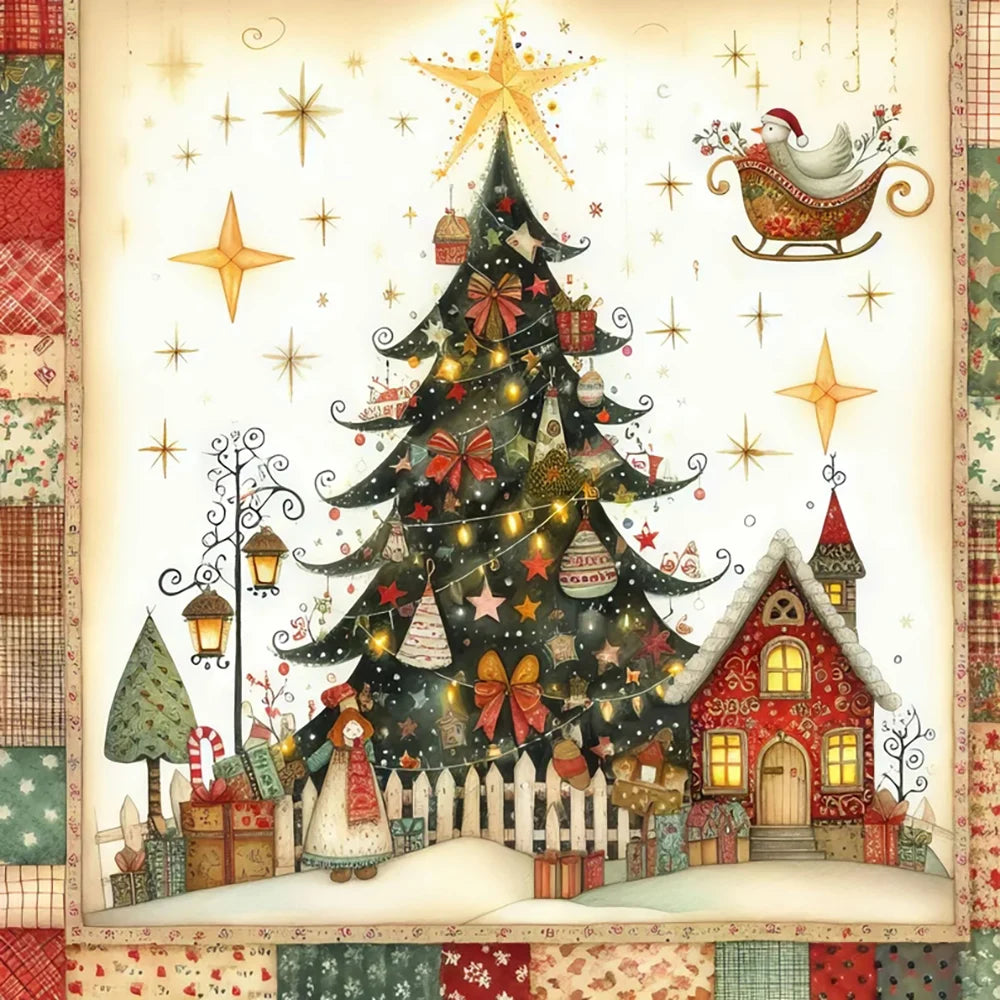 Diamond Art Christmas Tree Kits - Round and Various Sizes
