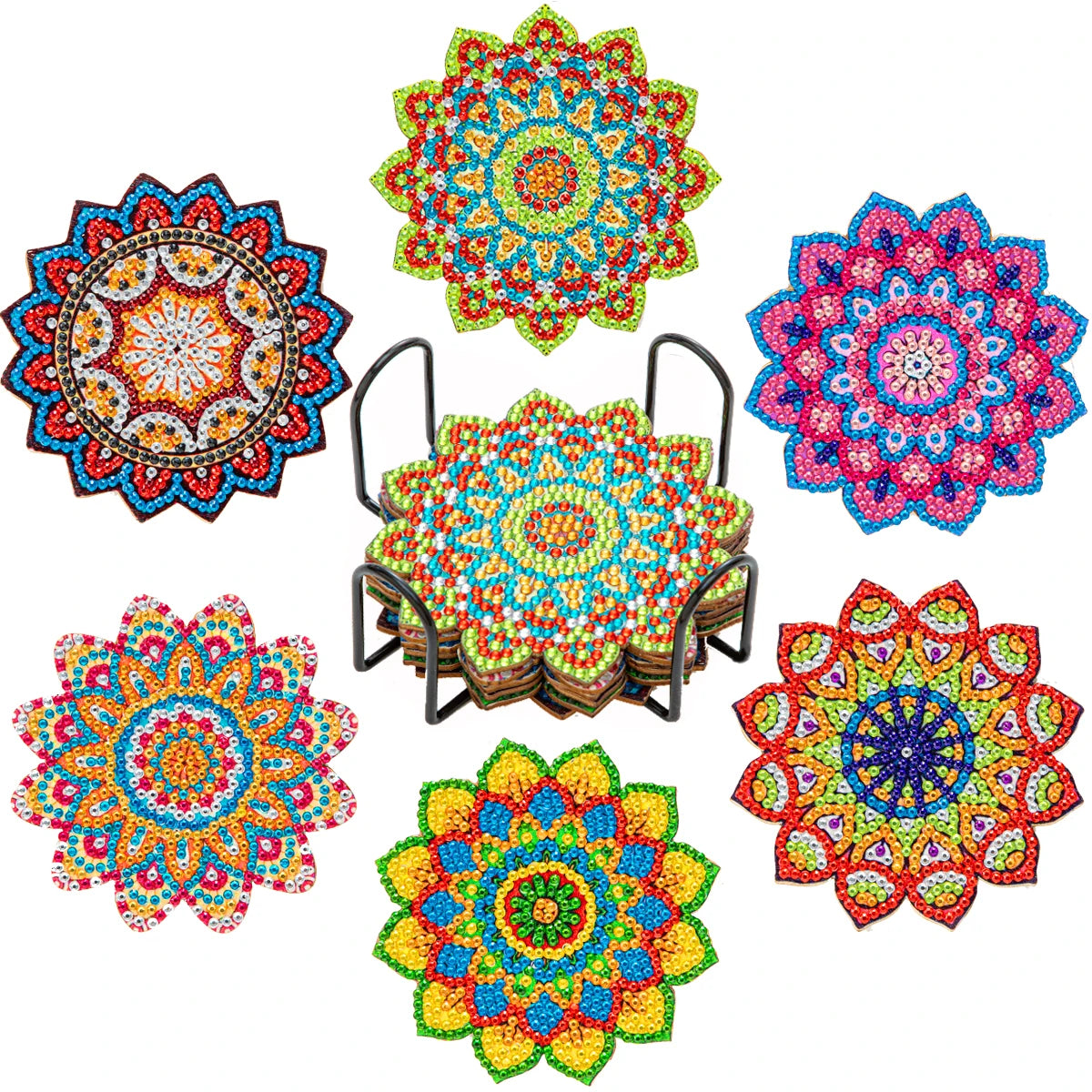 6 Pcs Set of Diamond Art Coasters - Various Designs