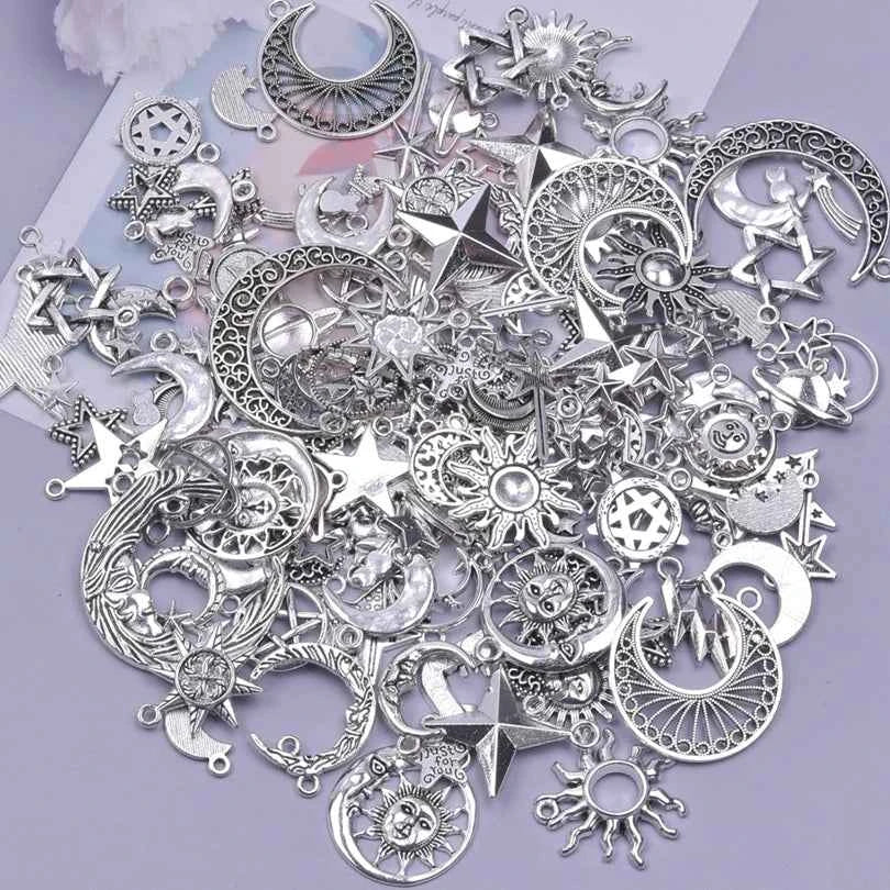 50pcs Random Mix Pendant Charms For Jewelry Making