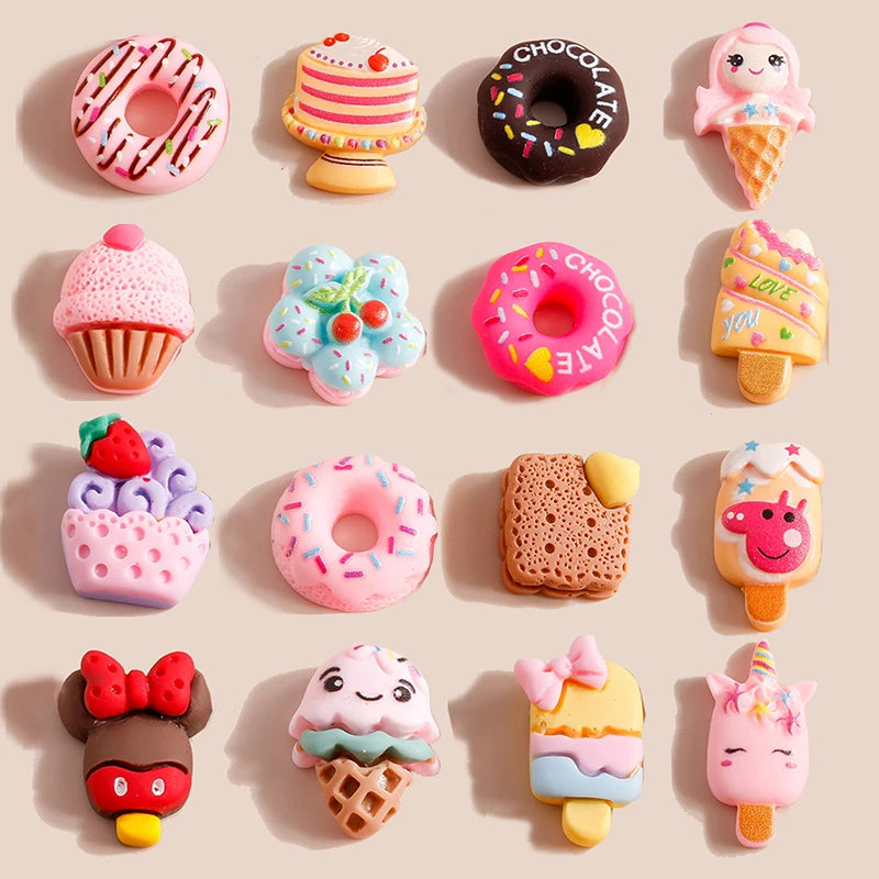 Various Resin Filling Charms for Jewelry Making - Flat Backed, 10 pieces