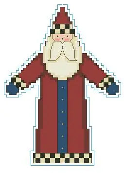 Red Santa crossed stitched figure with arms out