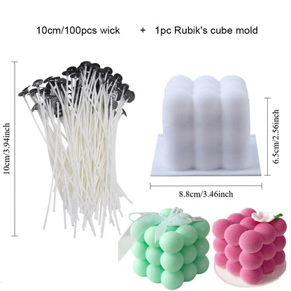 Candle Wicks Sets, Pre-Waxed Cotton Core Wicks with Base Stickers - Handmade Candle Making Tools