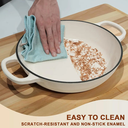 6QT Enameled Cast Iron Dutch Oven for Bread Baking with Lid, Proofing Basket, Silicone Sling & Gloves