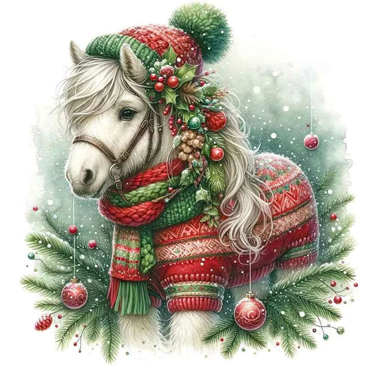 Christmas Animals Stamped Cross Stitch Kit – 11CT Printed Canvas, 6 Designs, 30 or 40 cm