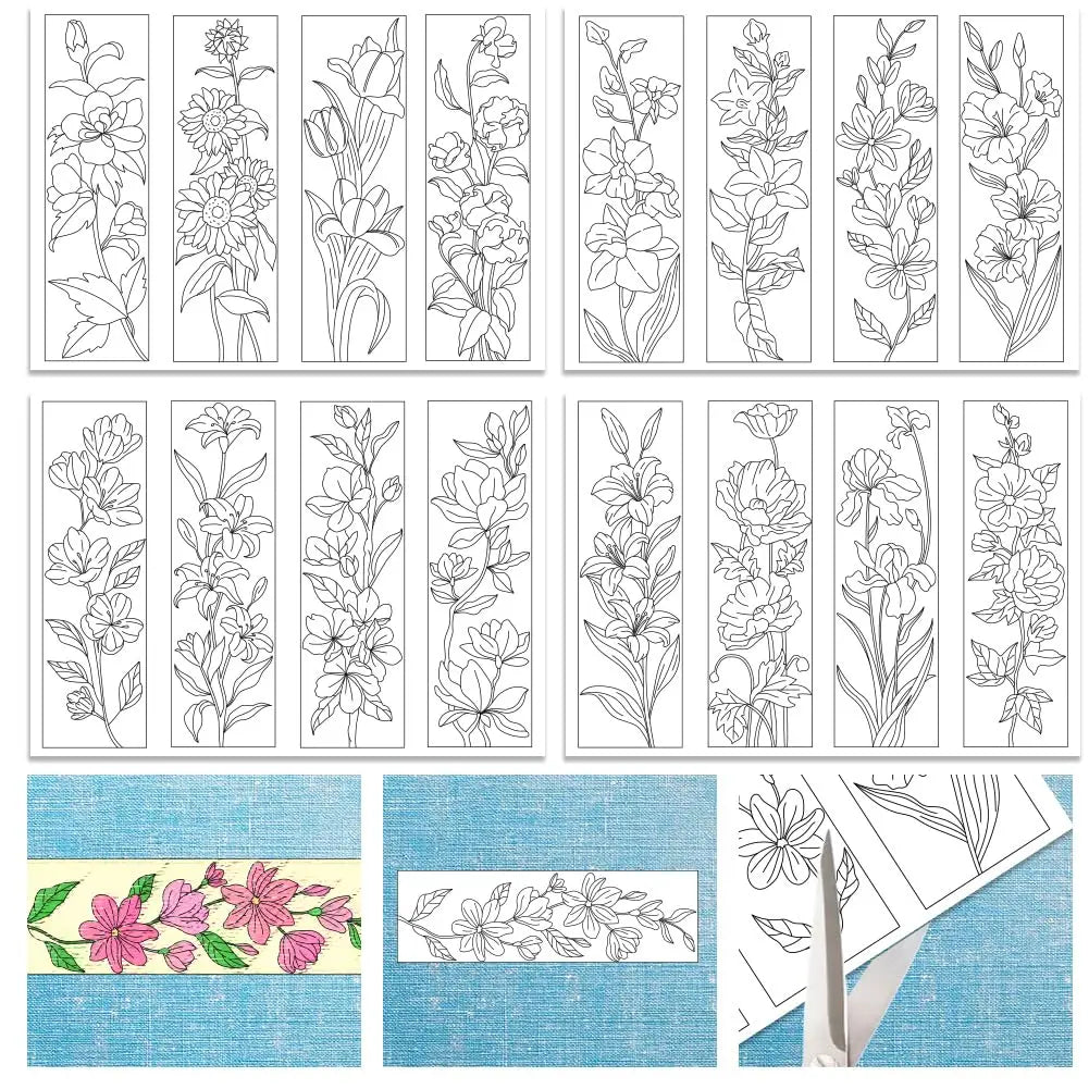 4-Sheet Floral Embroidery Pre-Printed Water-Soluble Designs on Stick & Stitch Paper