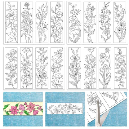 4-Sheet Floral Embroidery Pre-Printed Water-Soluble Designs on Stick & Stitch Paper