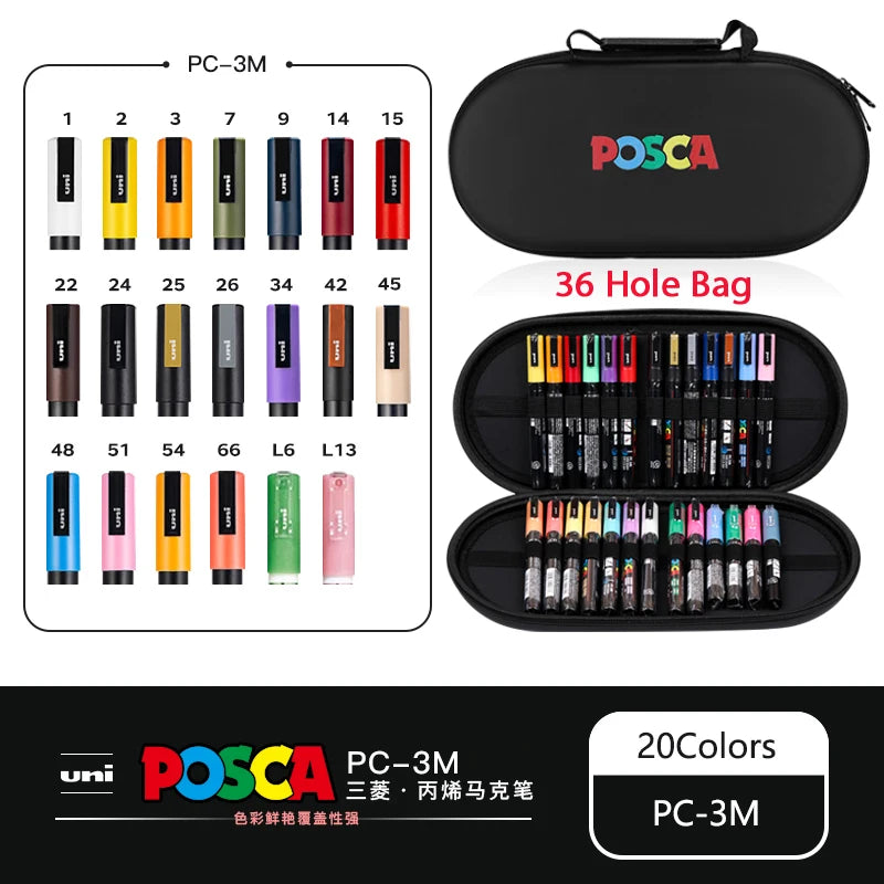 POSCA Multi-Color Marker Pen Set with case