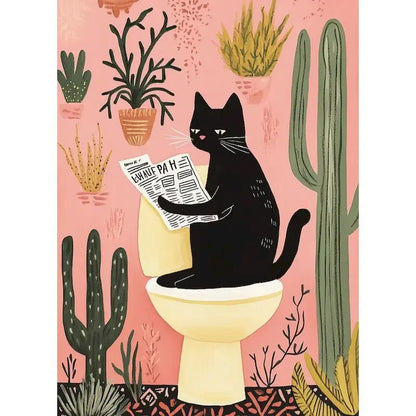 Bathroom Decor Painting By Number Kits - Cat, Giraffe, Various Sizes