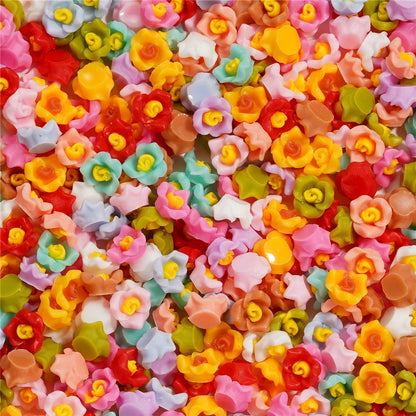 Mixed Flowers Resin Fillings for Jewelry Making - 100Pcs 6mm