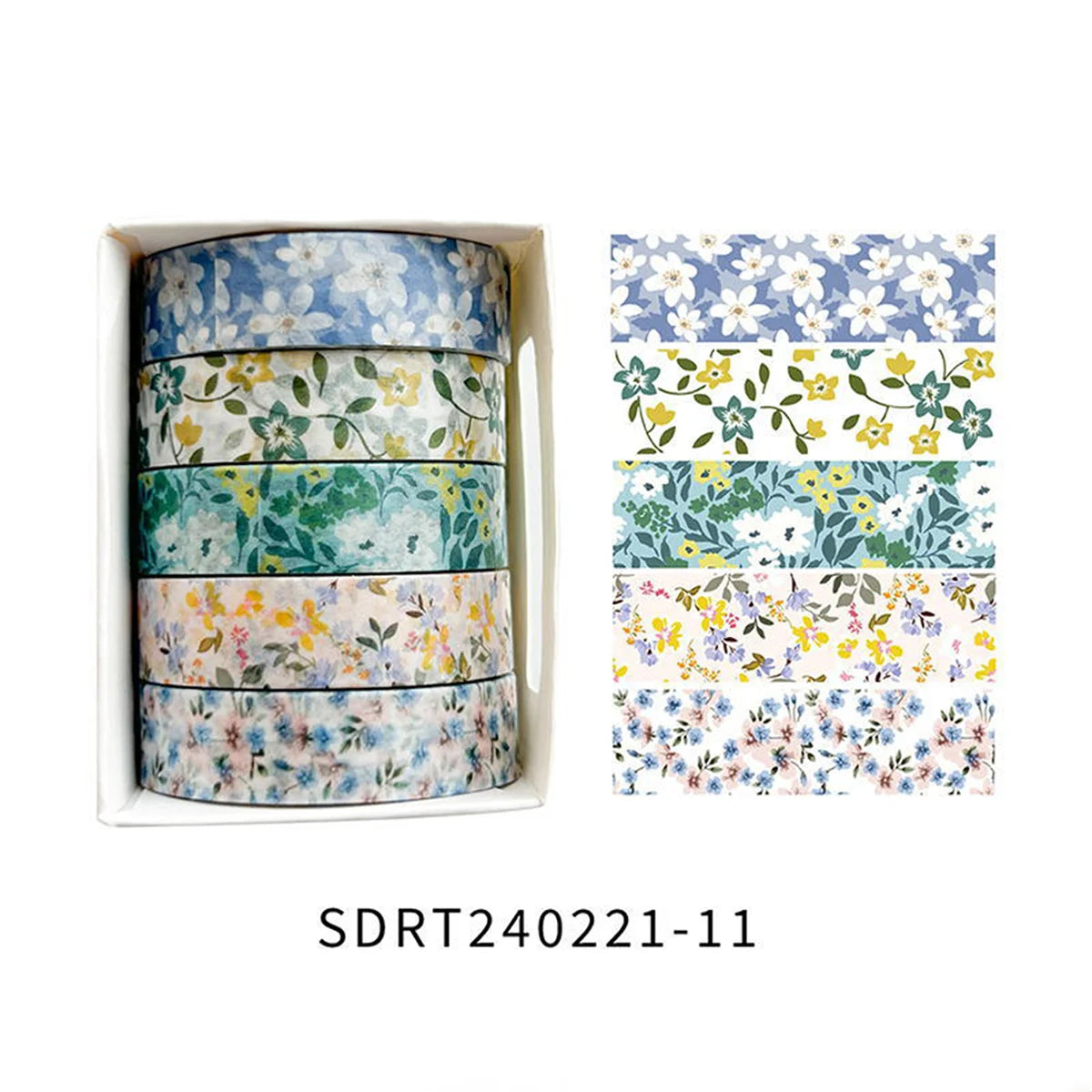 5 Rolls of Flower Washi Tape, Decorative tape for craft projects