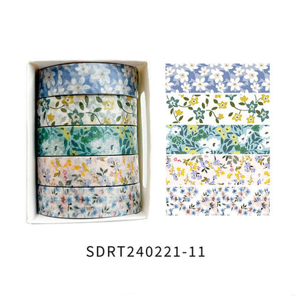 5 Rolls of Flower Washi Tape, Decorative tape for craft projects
