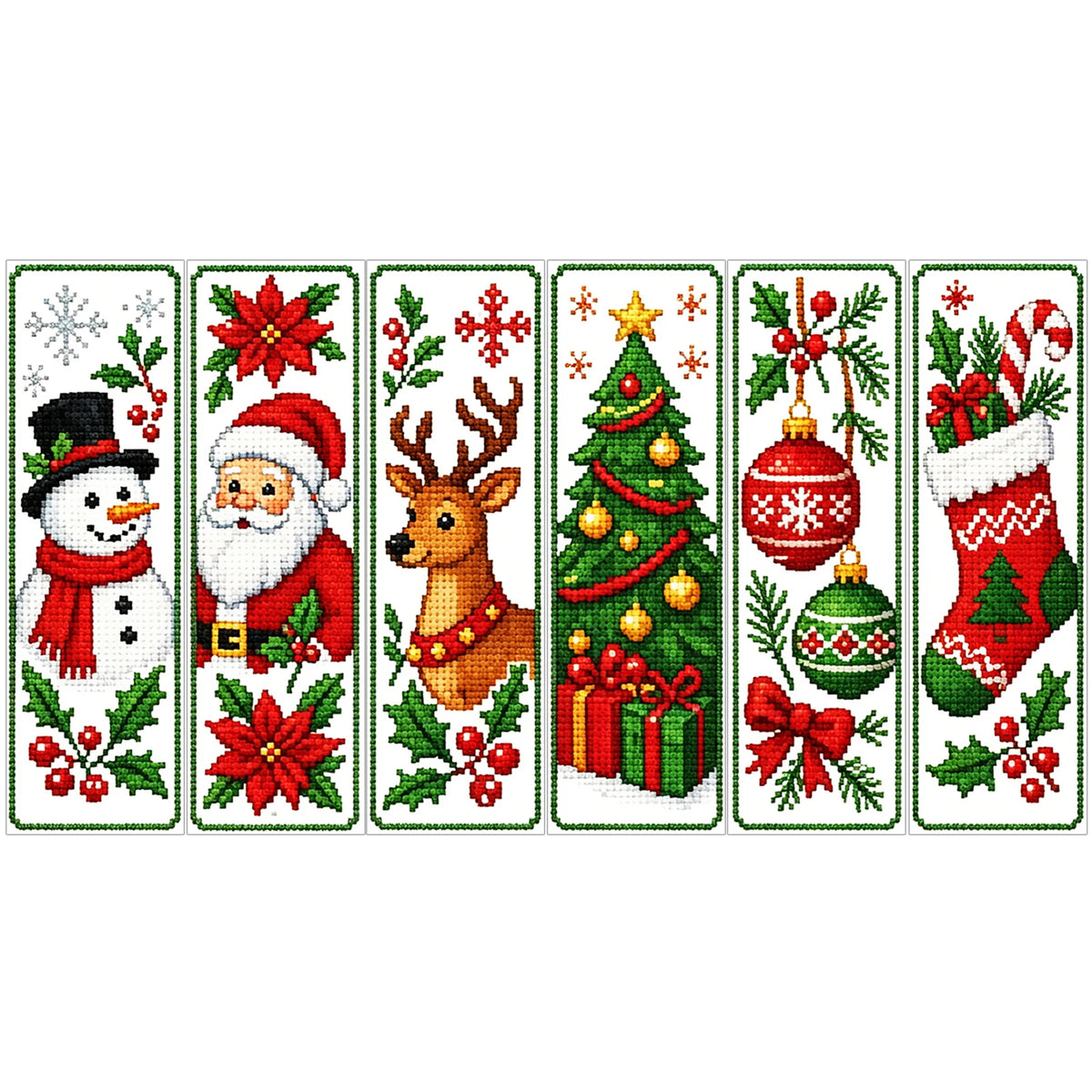 Cross Stitch Bookmark Kit – 6 Stamped 14CT Bookmarks, 12 Themes