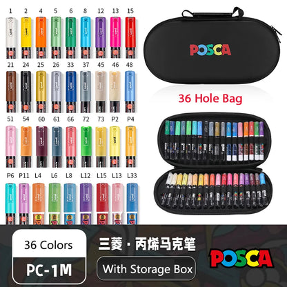 POSCA Multi-Color Marker Pen Set with case