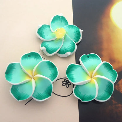 10pcs/Lots 30mm Polymer Clay Plumeria Rubra Flower Charming Petal Hole Diy Earrings Pendants Necklace Jewelry Making Materials