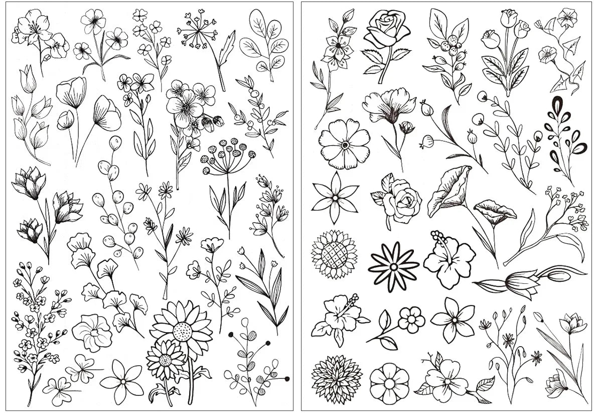 Water Soluble Stick and Stitch Embroidery Paper with Pre-Printed Flowers and Leaf Patterns