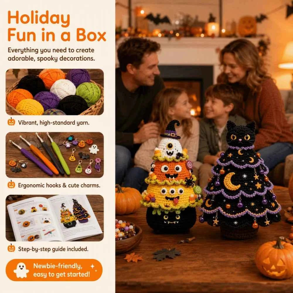 Halloween Crochet Kit – Beginner-Friendly Gothic Yarn Craft Starter Set