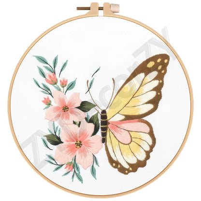 Butterfly, Animals and Flowers Embroidery Kits - 20x20cm