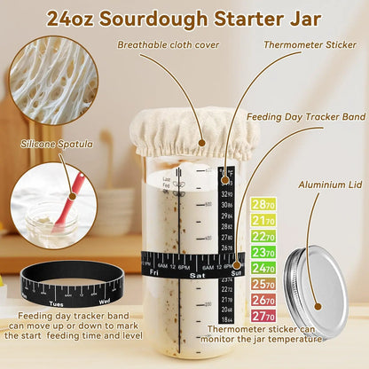 Sourdough Bread Baking Kit - Includes Bread Proofing Baskets, Silicone Baking Mat, Starter Jar, and Bread Making Tools
