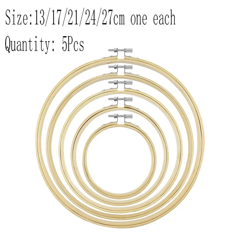 1-9pcs 8-36cm Wooden Embroidery Hoops Frame Set, Cross Stitch Rings for Sewing Craft, Home Decor & Party Decoration