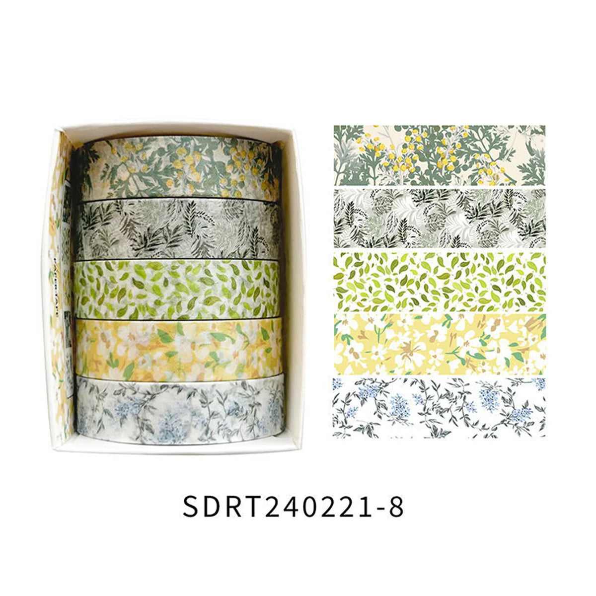 5 Rolls of Flower Washi Tape, Decorative tape for craft projects