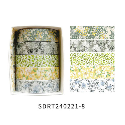 5 Rolls of Flower Washi Tape, Decorative tape for craft projects