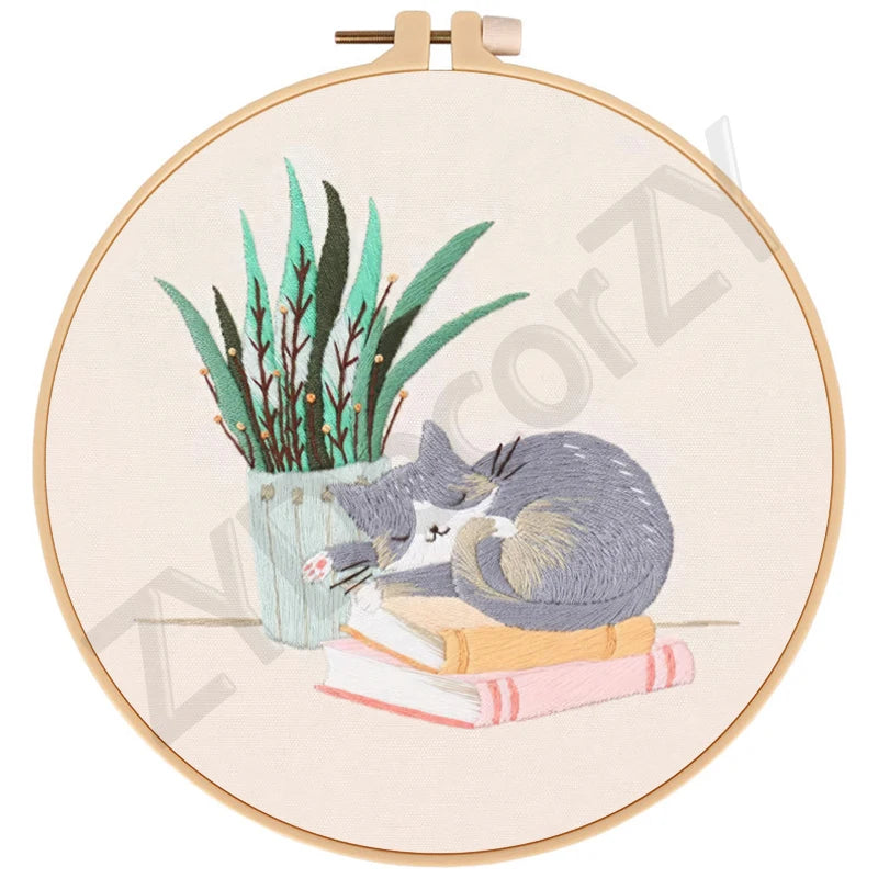 Butterfly, Animals and Flowers Embroidery Kits - 20x20cm