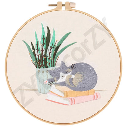 Butterfly, Animals and Flowers Embroidery Kits - 20x20cm