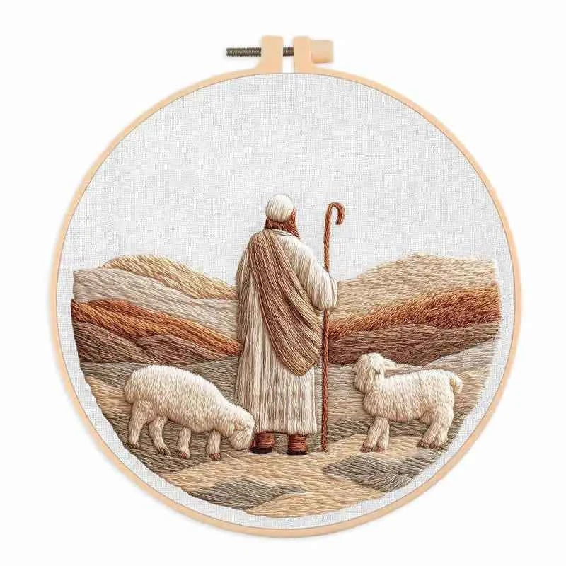 Nativity Embroidery Kit – Stamped Cotton Pattern with 20cm Hoop, 7 Designs