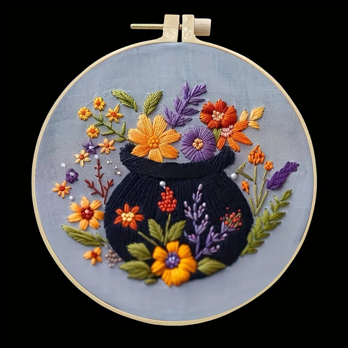 Halloween Hand Embroidery Kit, 8 Spooky Designs with Needles and Thread