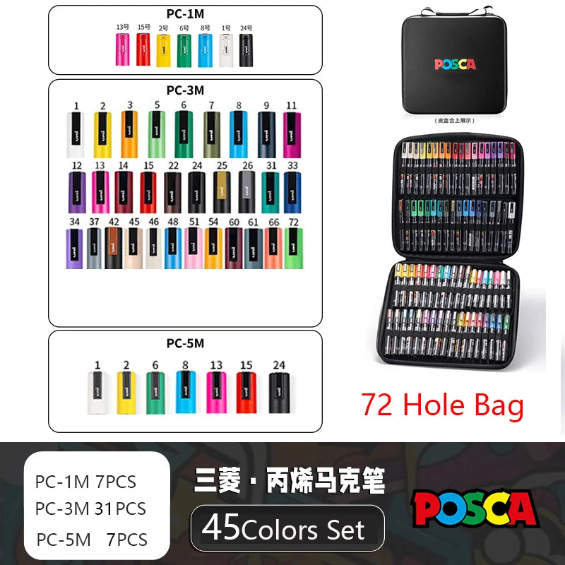 POSCA Multi-Color Marker Pen Set with case