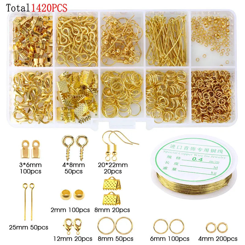 Various Jewelry Finding Kits for Making Earrings. Bracelets, Necklaces: Lobster Clasps, Open Jump Rings, Tools. Jewelry Making Supplies
