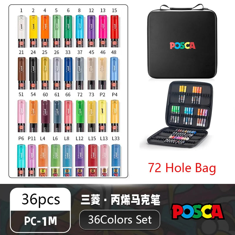 POSCA Multi-Color Marker Pen Set with case